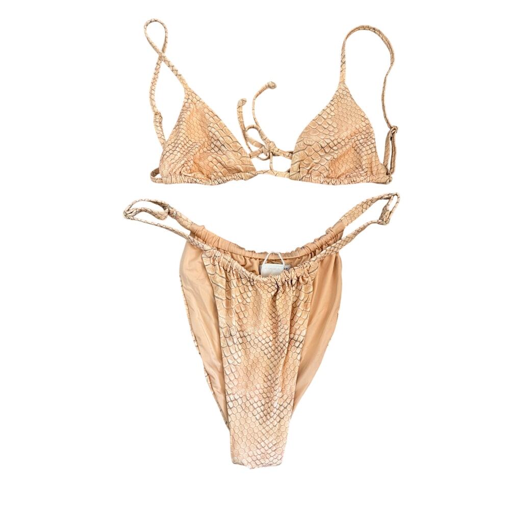WeWoreWhat Beige Snake Print Bikini Set - Size S/M